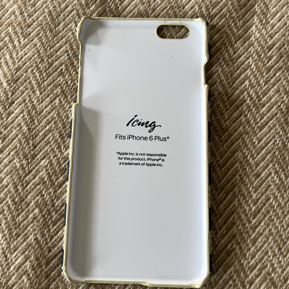 Icing iPhone 6 Plus Crystal phone case. Navy & White Striped W/Gold Anchor. EUC - Picture 2 of 6